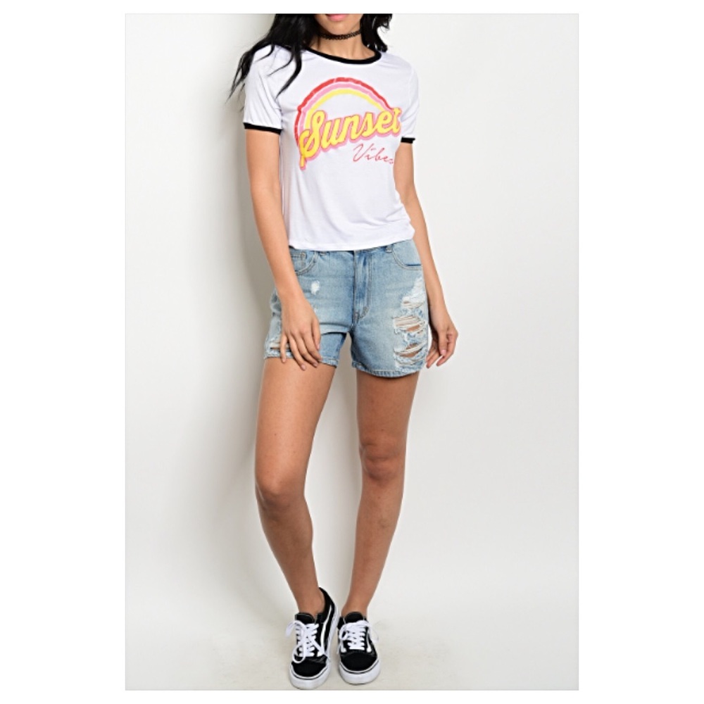 Distressed Denim Jean Shorts XS S - Picture 7 of 8