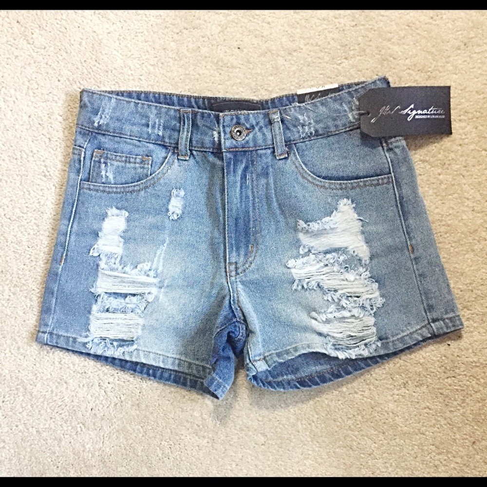 Distressed Denim Jean Shorts XS S - Picture 3 of 8