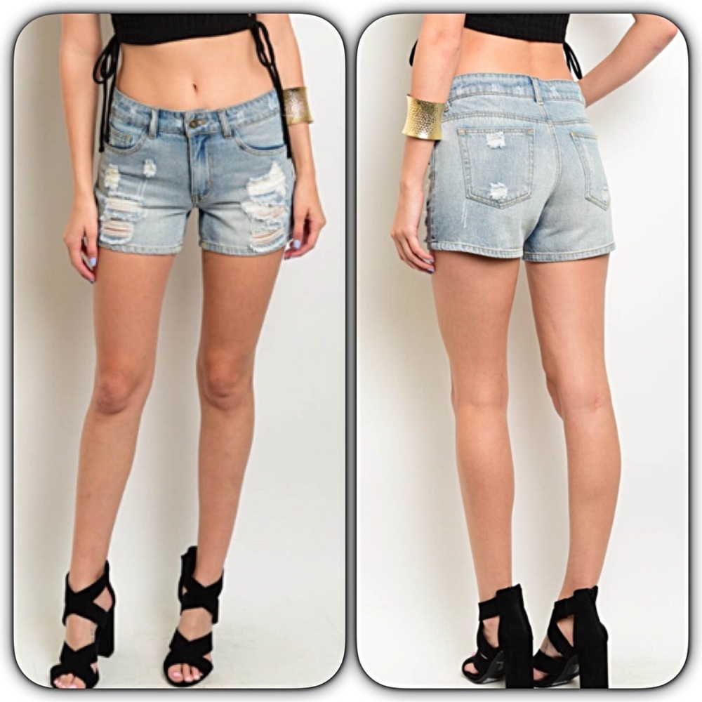 Distressed Denim Jean Shorts XS S - Picture 4 of 8