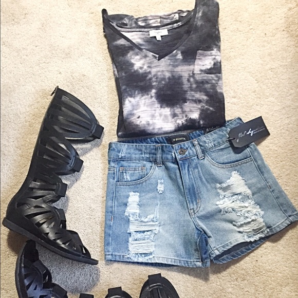 Distressed Denim Jean Shorts XS S - Picture 2 of 8