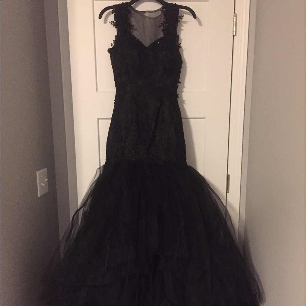 Black lace mermaid gown