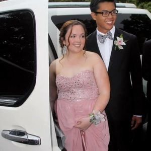 Rose pink jewel encrusted gown