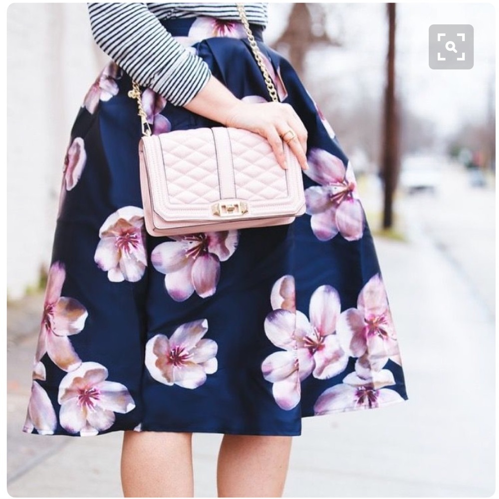 Navy Floral Midi Skirt