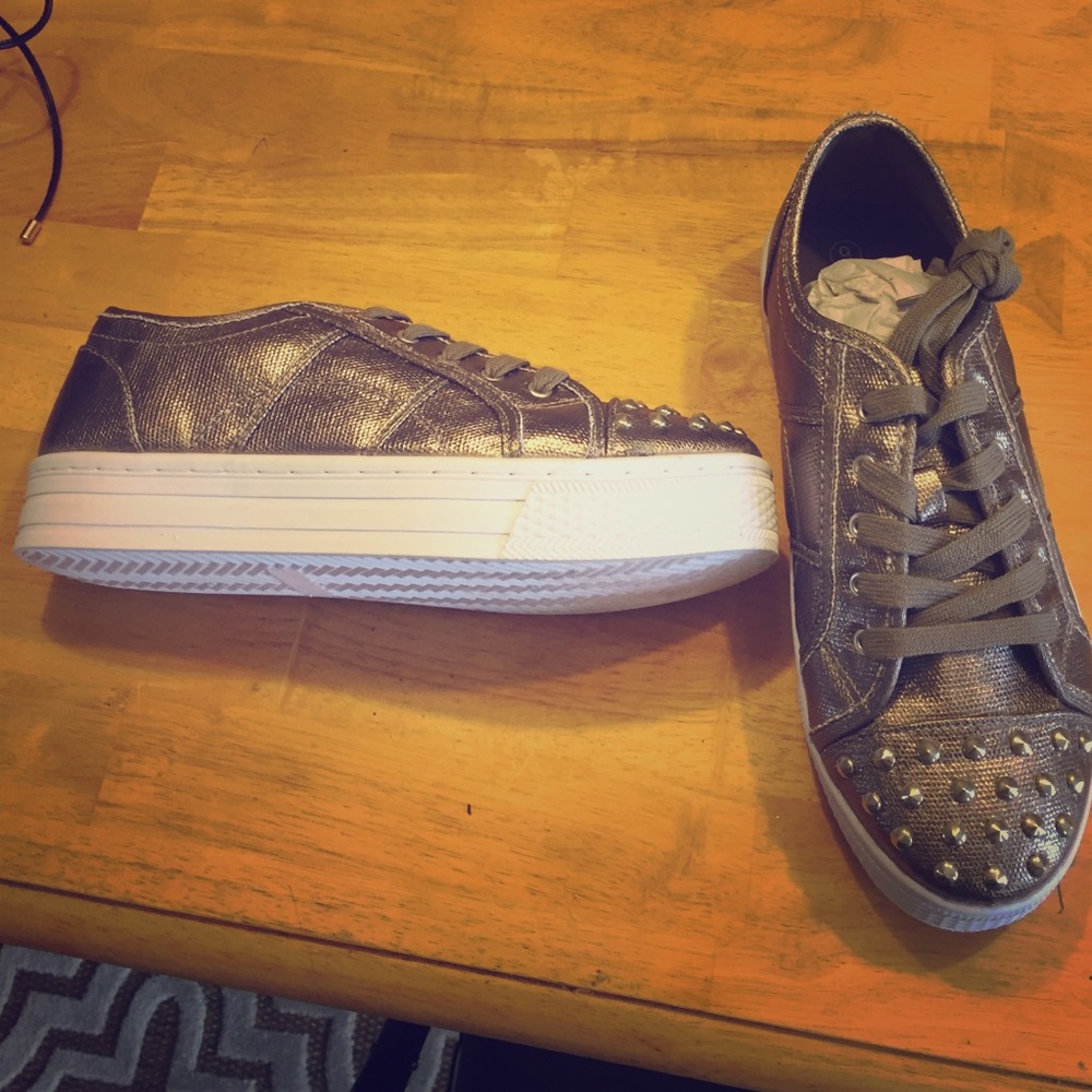 Metallic studded shoes