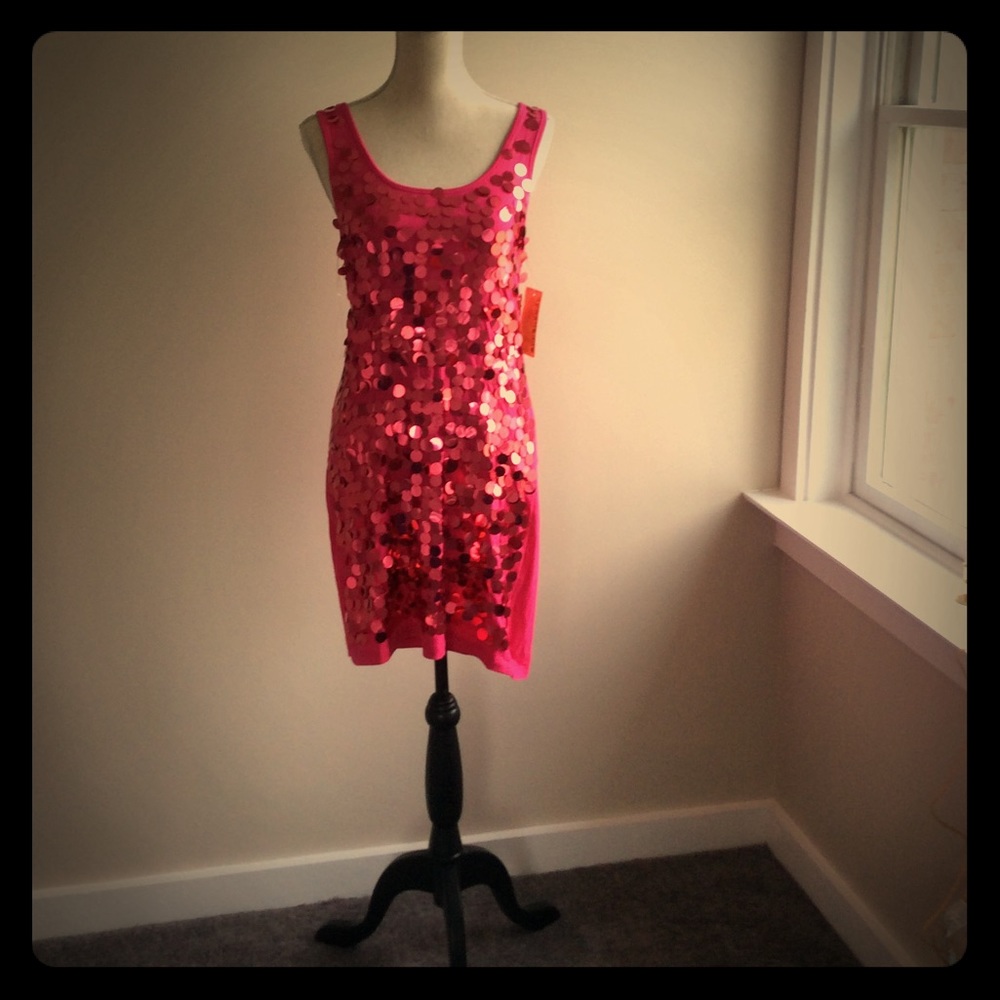 Flashy pink sequin dress