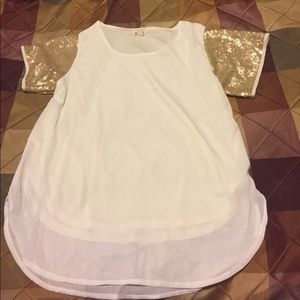 Greenish ivory gold sequin top