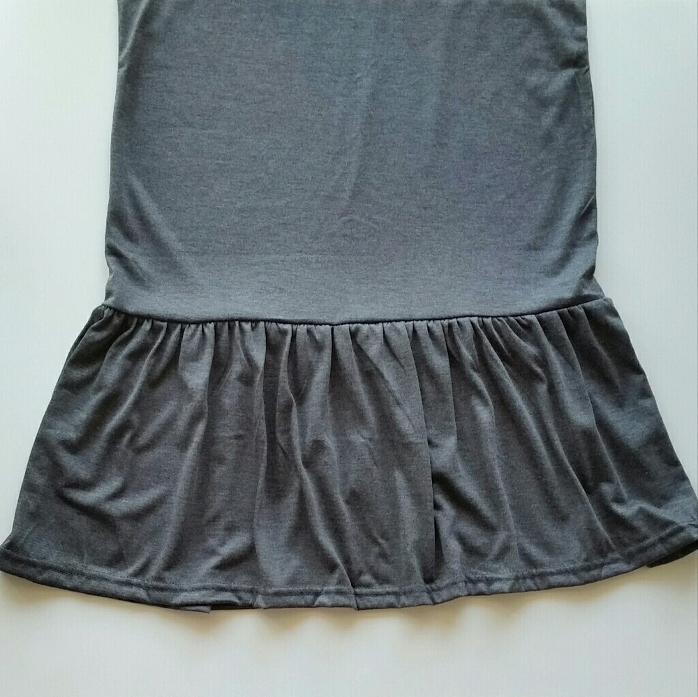 Gray Ruffled Hem Sleeveless Tank - Picture 3 of 3