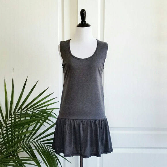 shop_terracotta Tops - Gray Ruffled Hem Sleeveless Tank