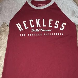 reddish maroon Y&R 3/4 quarter sleeve tee