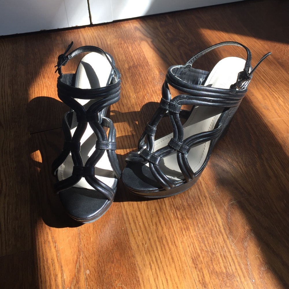 Black Strappy Wedges