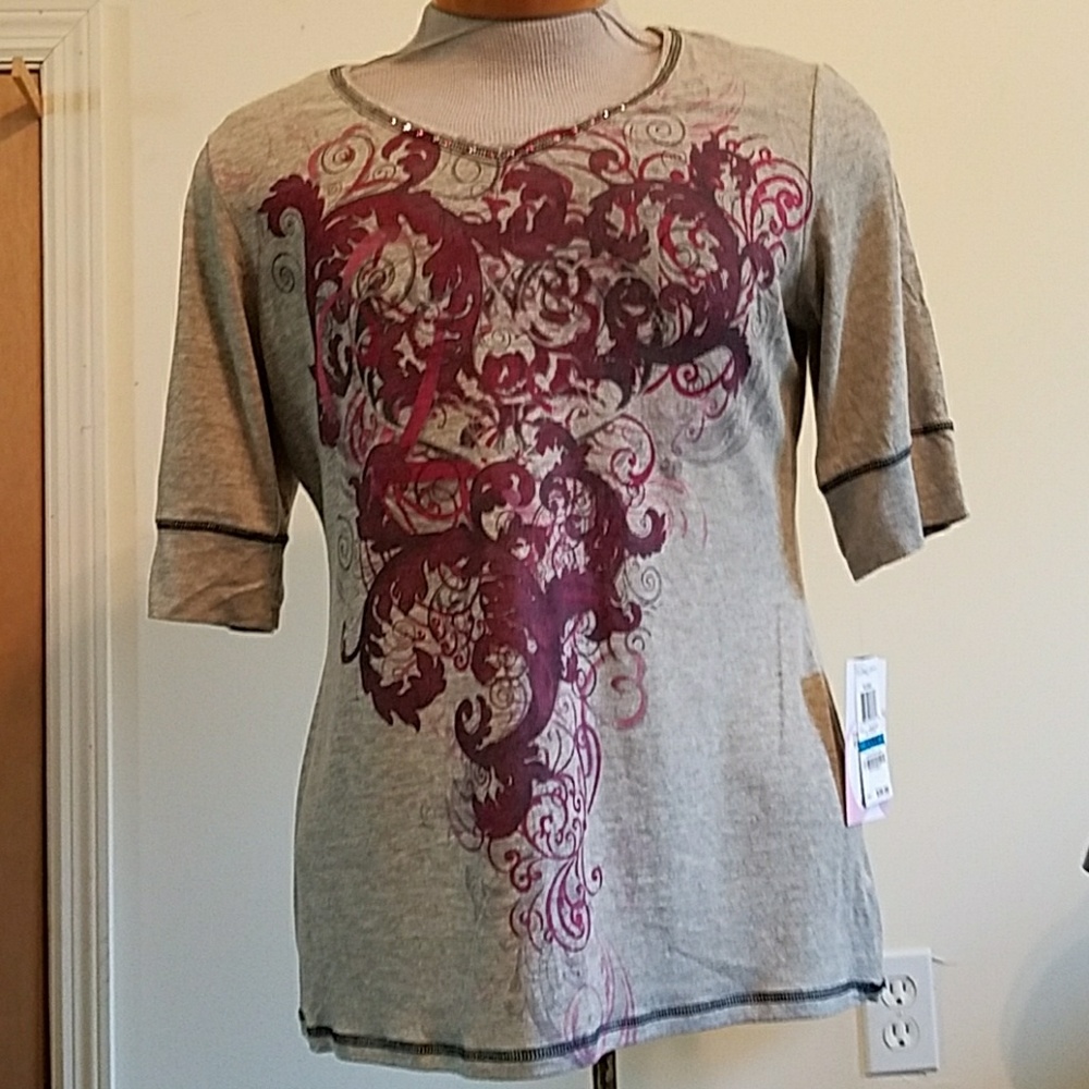 Style & Co Pink ribbon breast cancer cure shirt