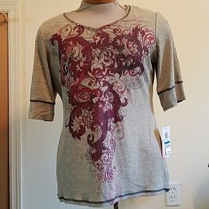 Style & Co Pink ribbon breast cancer cure shirt