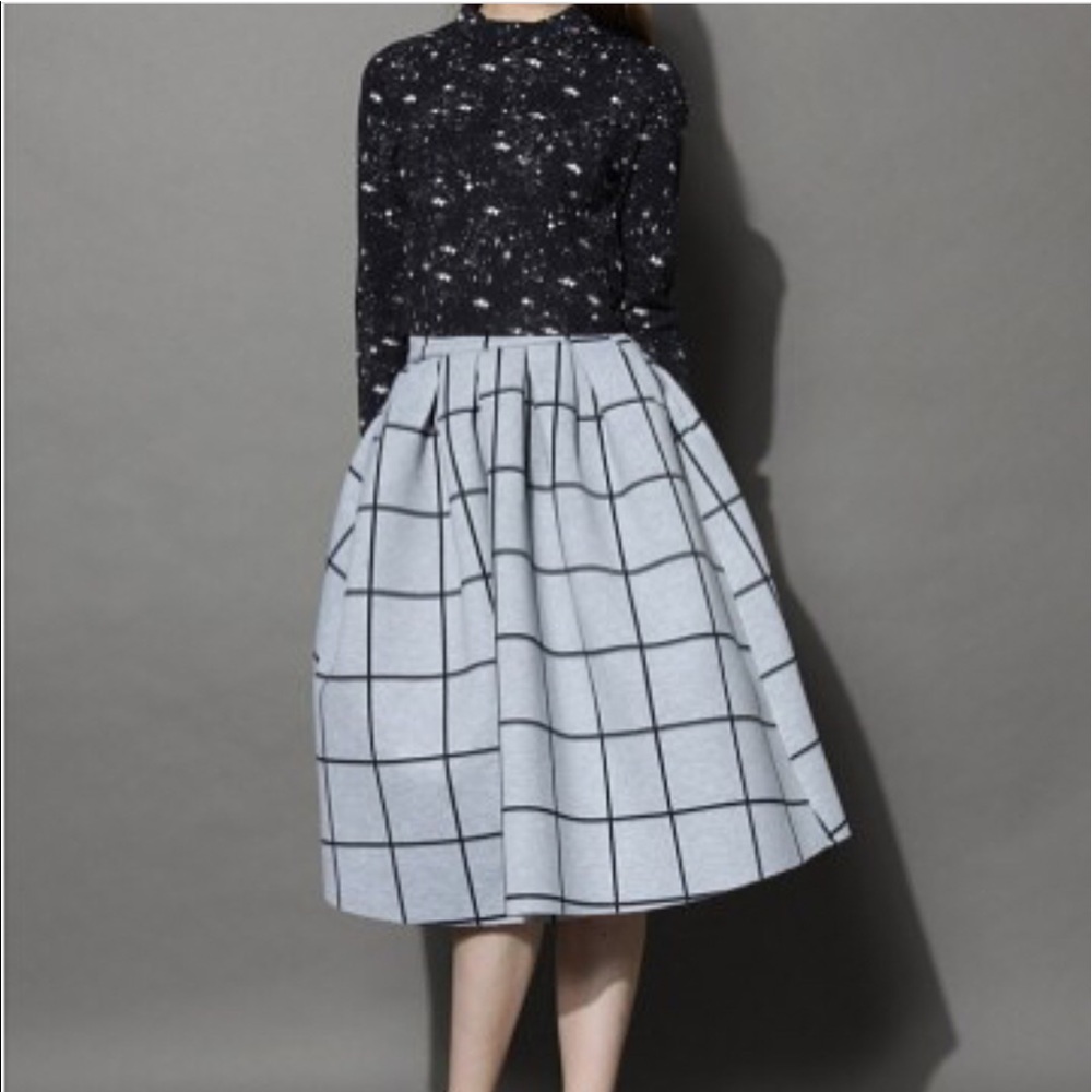 Grid Scuba Midi Skirt