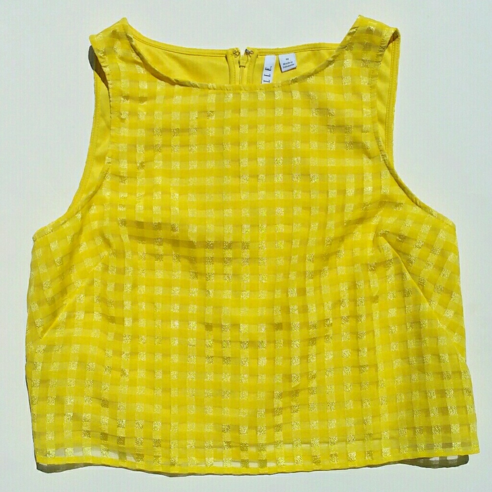 Elle plaid yellow crop top