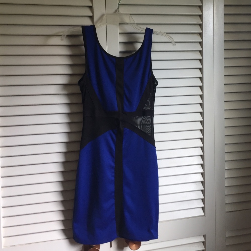 Blue and Black Sheer Sides Dress