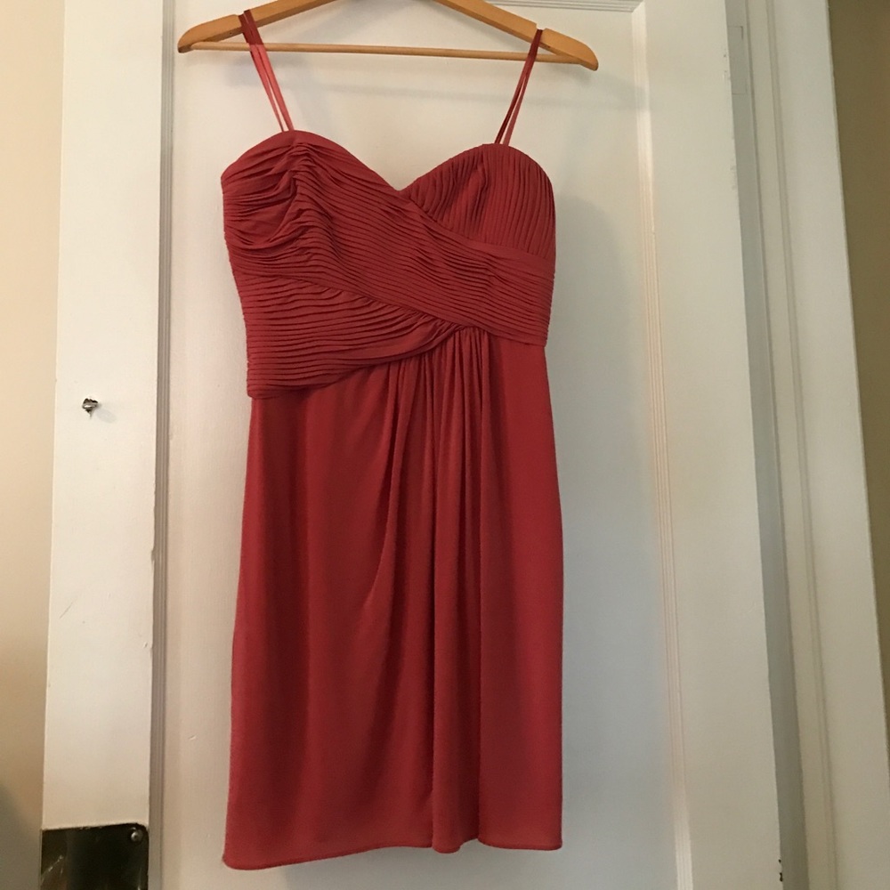 BCBG strapless sweetheart coral dress
