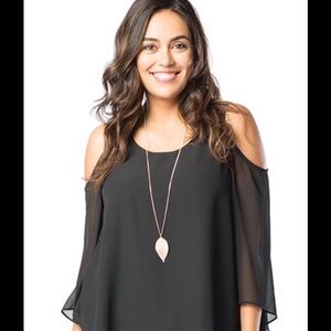 Ruby Ribbon Exposed Shoulder Tunic
