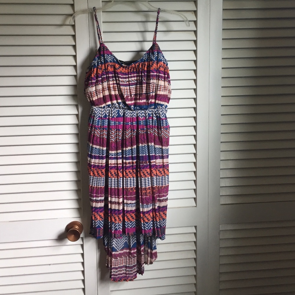 Multi Color Tribal High Low Dress
