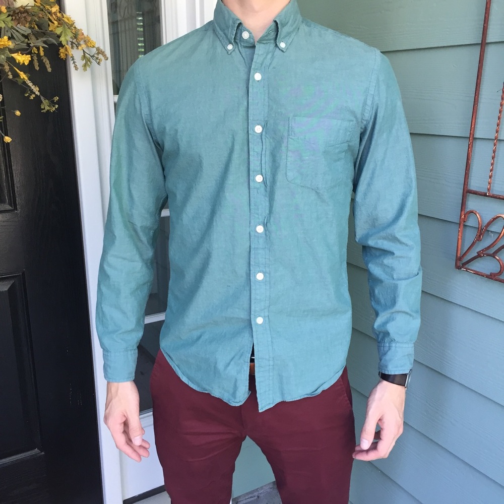 Mens Green Button Down