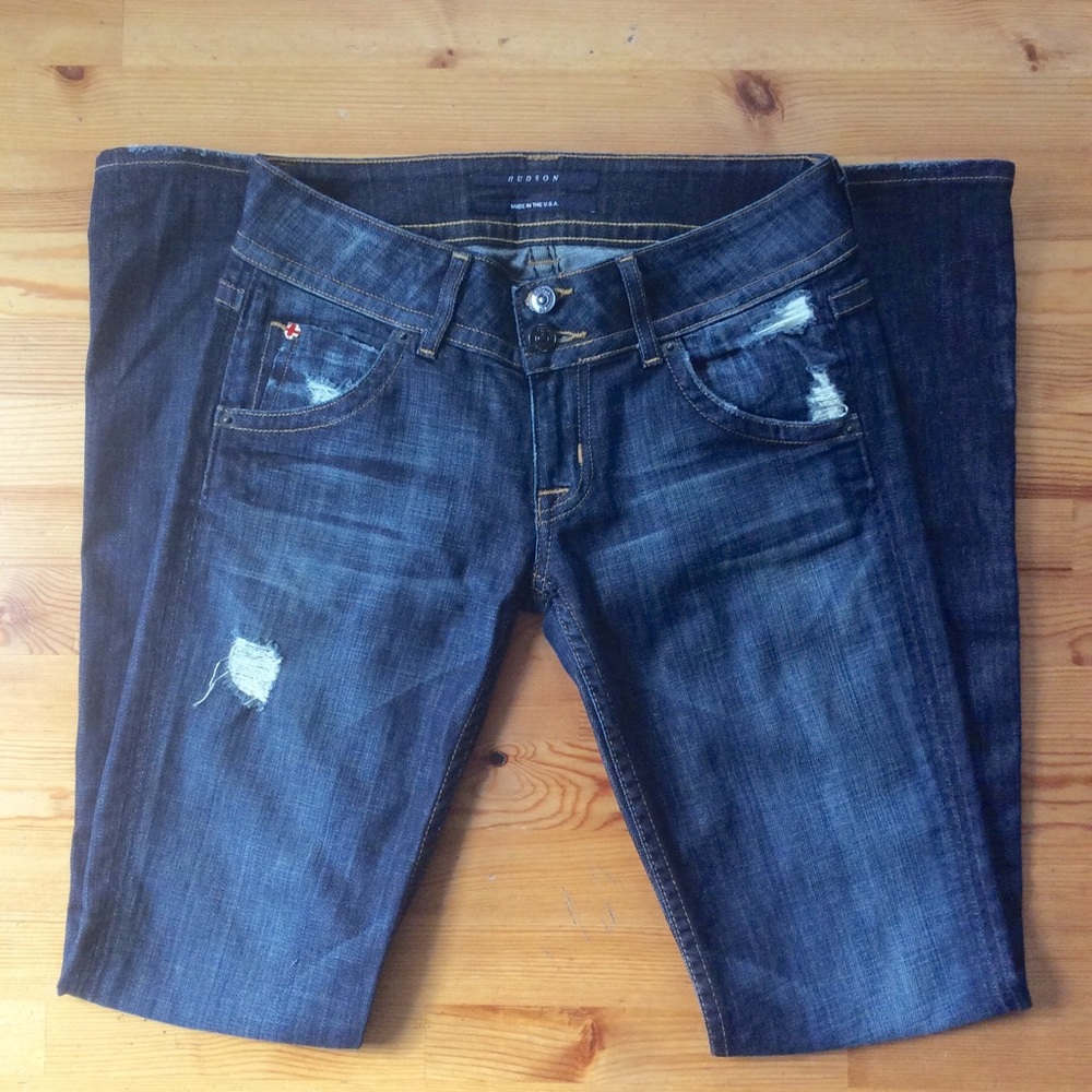 Hudson Bootcut Button Flap Distressed Jeans