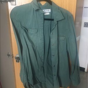Madewell green button down