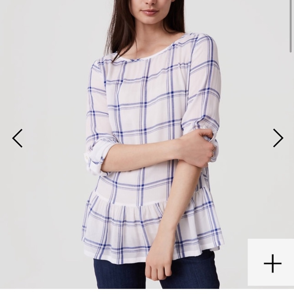 DISO Loft Plaid Peplum Top XS OR XXS