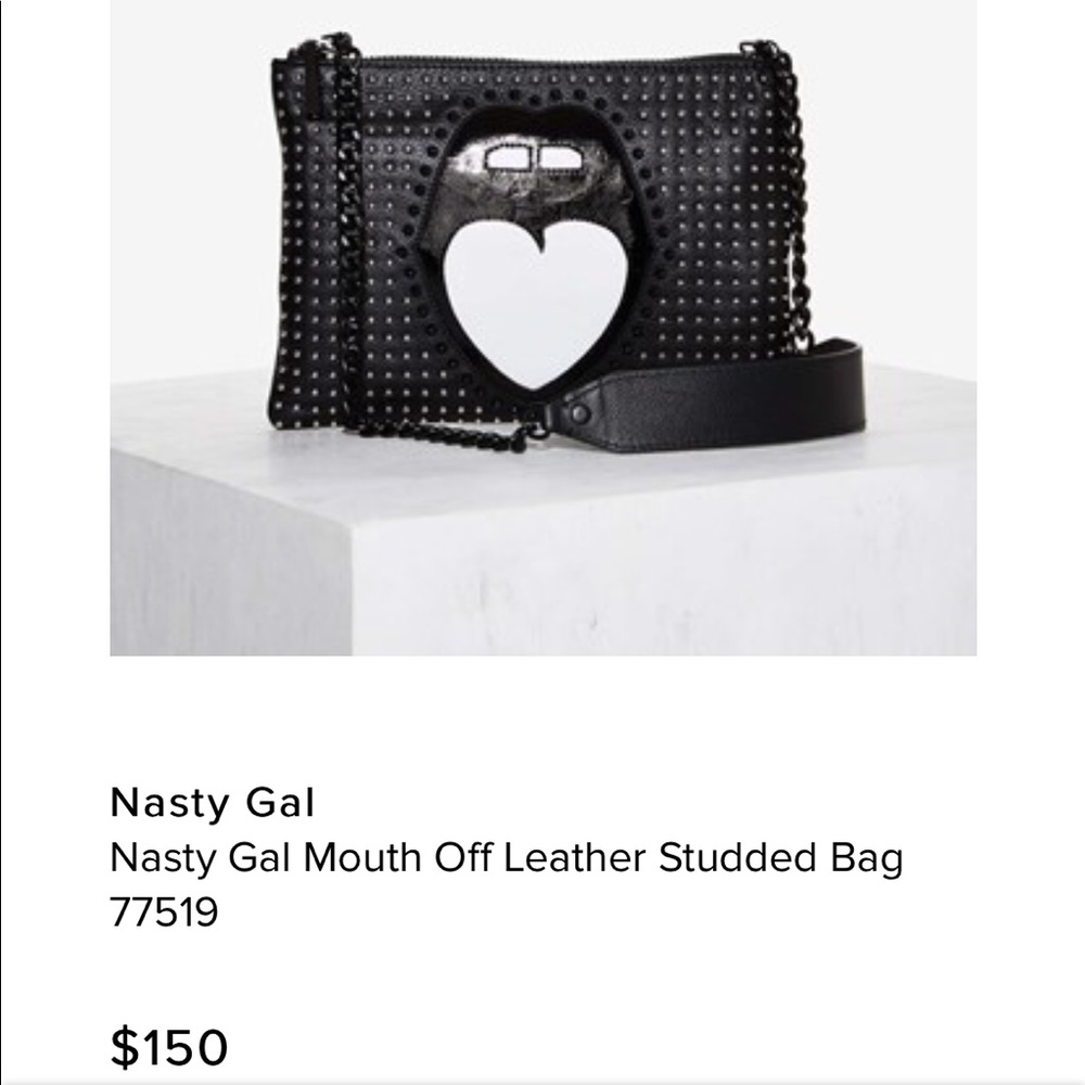 Nasty gal mouth off leather studded bag