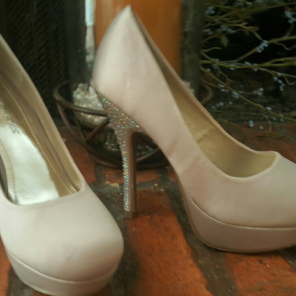 Formal sky high wedges with crystals on the heels!