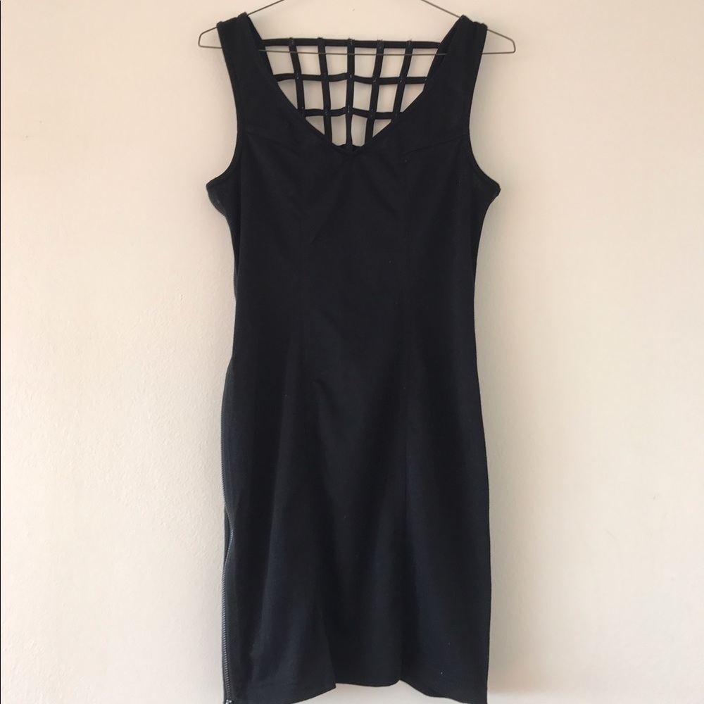 Black lattice-black bodycon dress