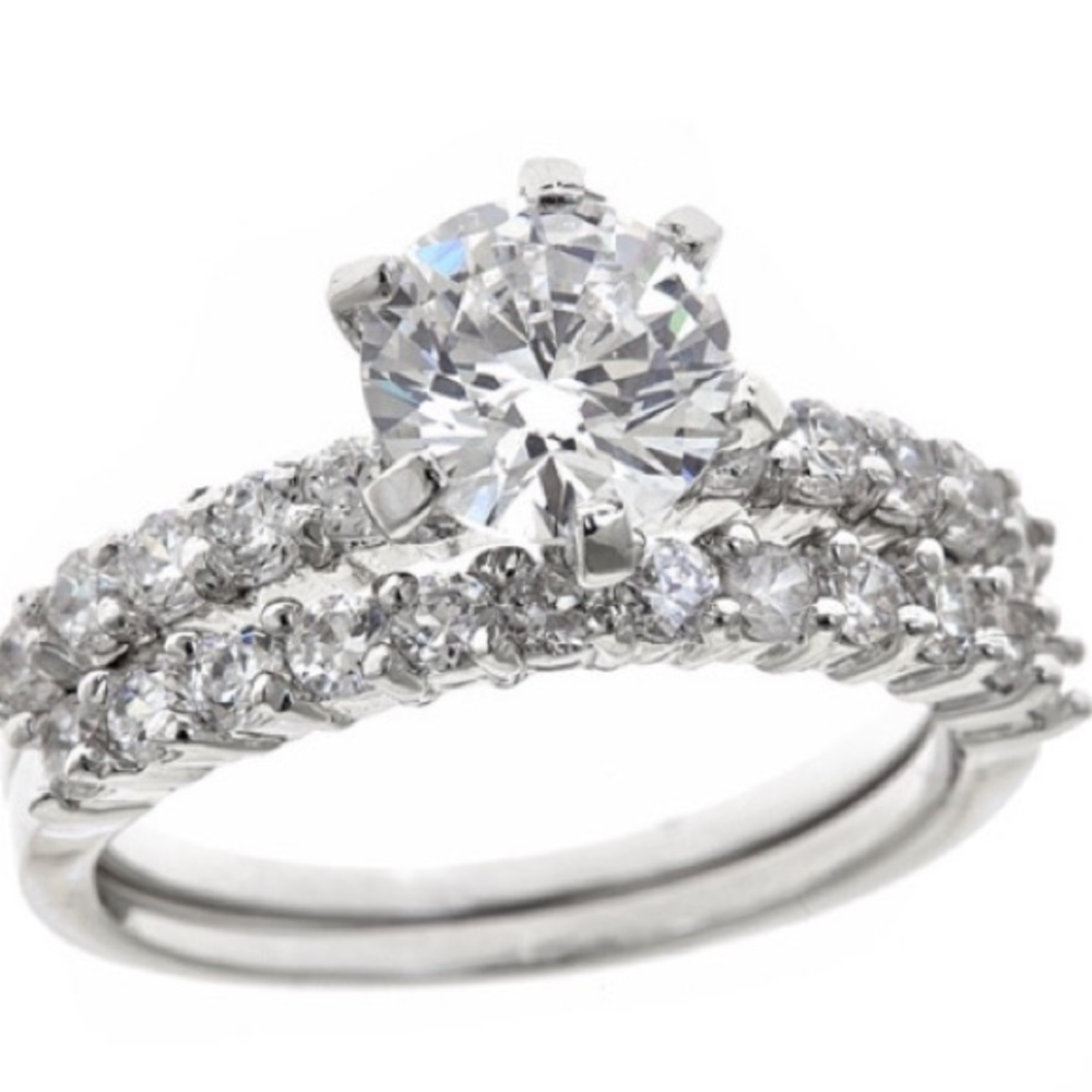 18kt White Gold Plated Double Ring (2 Rings for 1)