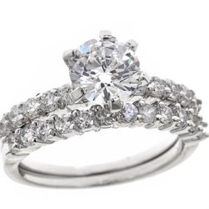 18kt White Gold Plated Double Ring (2 Rings for 1)