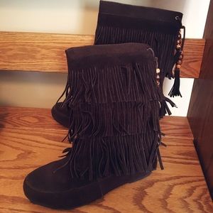 Size 7 Brown Fringe Cowboy Western Boots