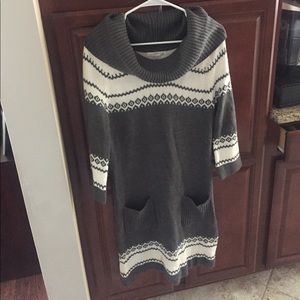 Grey and white sweater dress