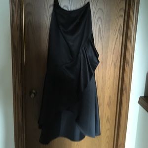 Ladies J.R. Nites long black satin ruffle skirt