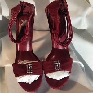 Red Swarovski platform stiletto sandals custom