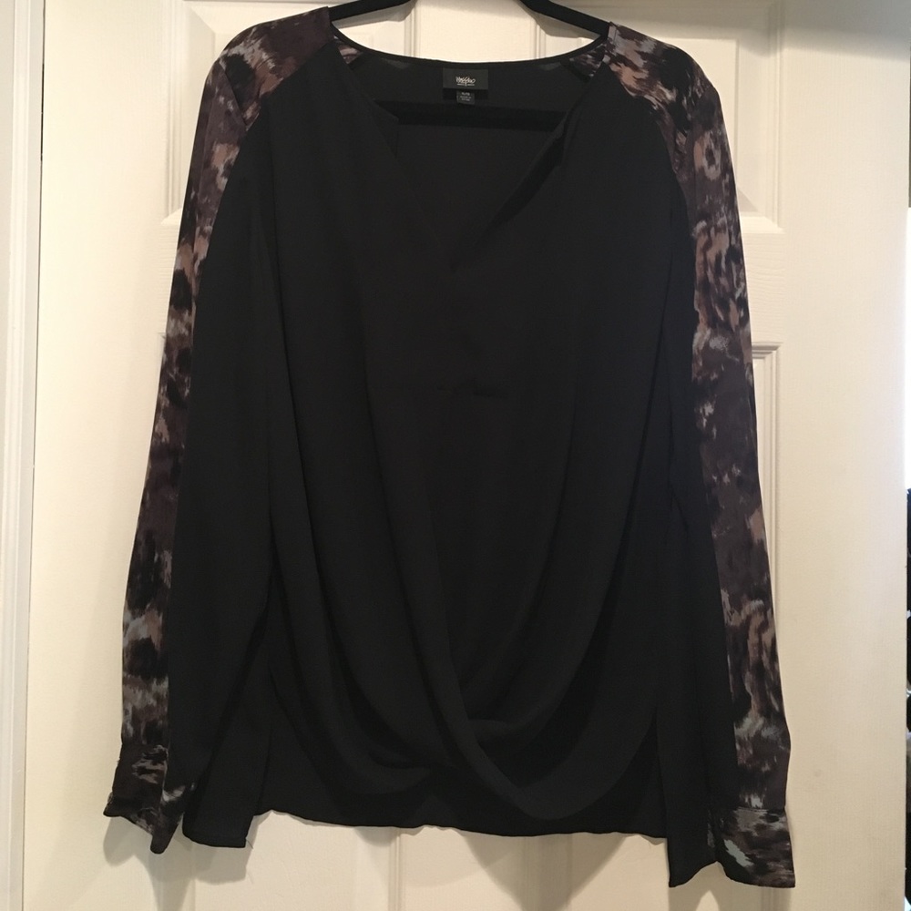 Black drape front top