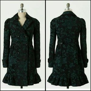 NWT Anthropologie Emerald Peplum Peacoat Jacket
