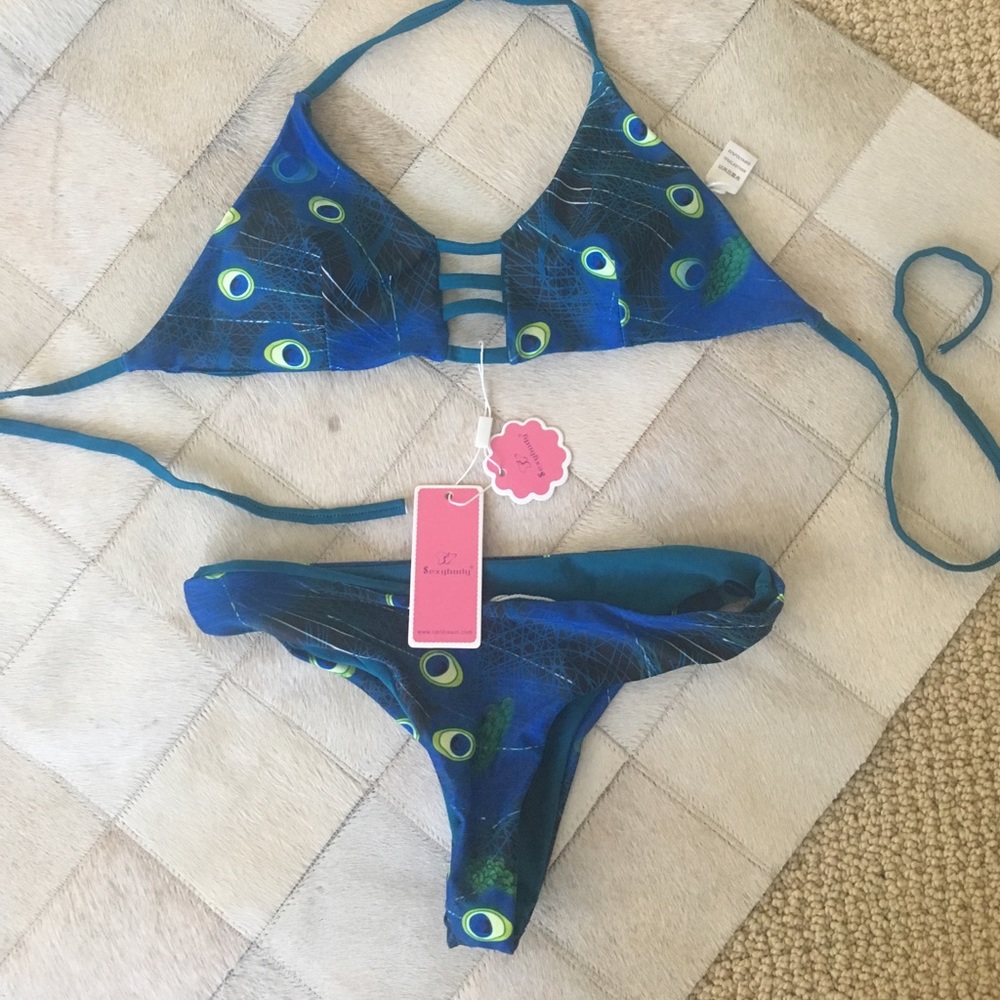 Peacock print bikini