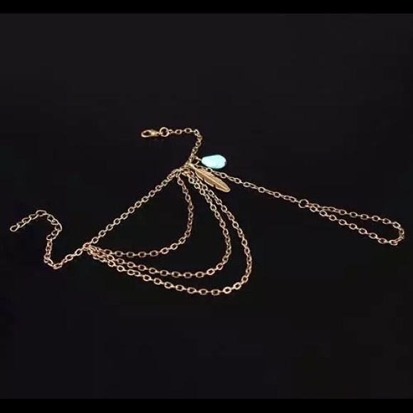 Hand Chain Muti Layered With Feather And Blue Charm (ONE) - Picture 2 of 2