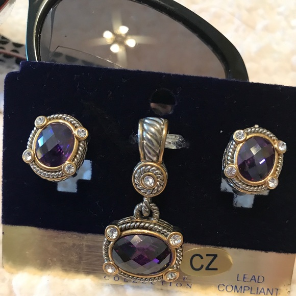 MX Signature Jewelry - Amethyst Pendant & Earrings NWT MX Signature Jewelry - Amethyst Pendant & Earrings NWT