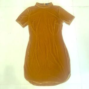 Missguided Gold Velvet Dress