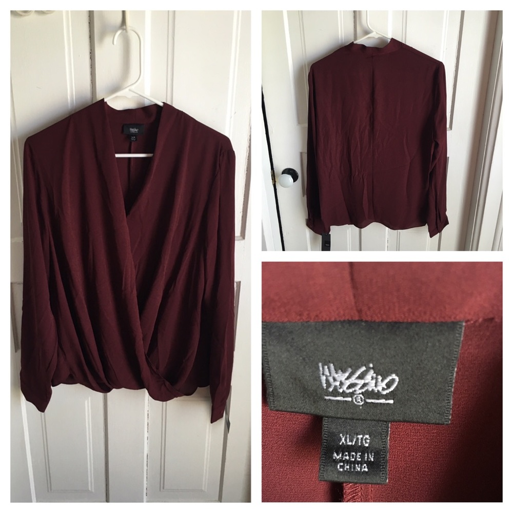 NWT Mossimo Maroon Crossover Blouse