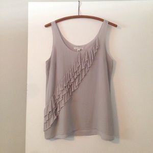 Gray silk ruffled tank