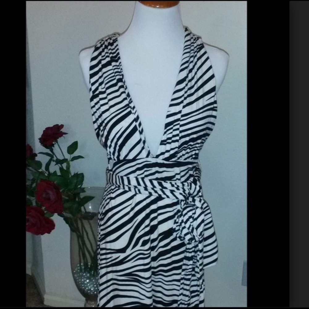 Anthropologie Tart zebra sexy V-neck dress XS