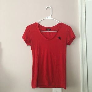 Red Express Women's T-Shirt with dark navy logo