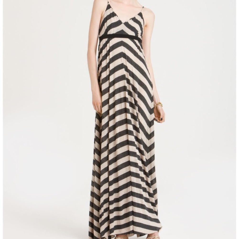 Aqua Striped Maxi Dress XS