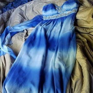 B.Darlin multi blue evening gown