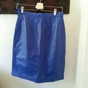 Vintage Blue Leather Skirt