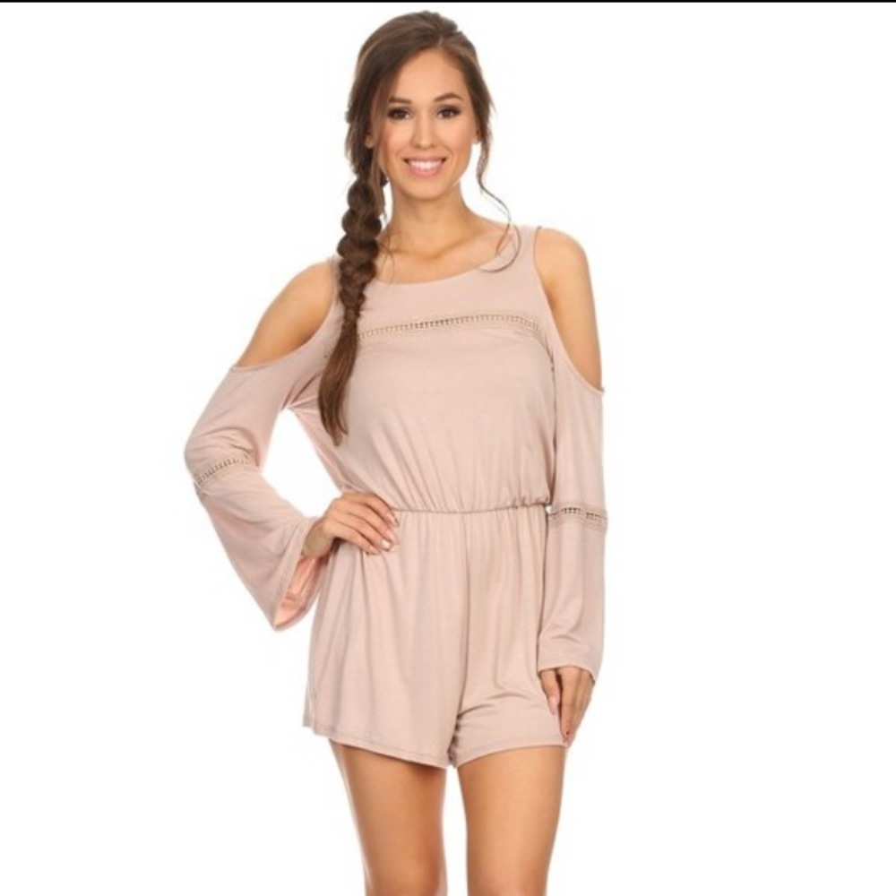 Open Shoulder Playsuit - Taupe
