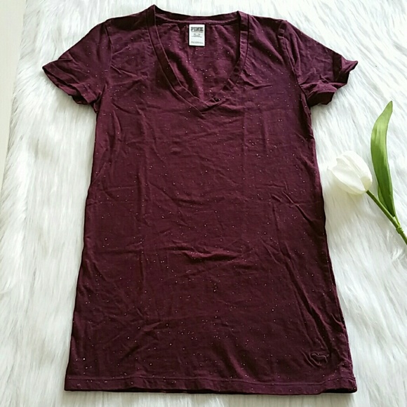 Nwt Pink Vs V- NECK Tee & LOGO Boyshort . - Picture 2 of 8